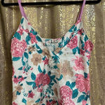 Free People Pink Purple Green Floral Silky V Hem Camisole XS NWOT Photo 0