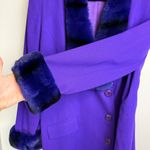 Vintage Lily & Taylor Couture Womens Wool Fox Fur Trim Jacket Coat Sz 18 Purple Photo 10