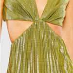 Mac Duggal  Pleated Metallic Cutout Gown Maxi Dress Chartreuse Green Size M UB Photo 0