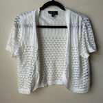 RN STUDIO RONNI NICOLE WHITE SWEATER SHRUG XL CROCHET BOHO OPEN FRONT balletcore Photo 0