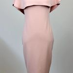 Nookie  Hermosa Midi Dress Blush Pink Ruffle Off Shoulder Stretch Cocktail L NWT Photo 3