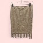 Vintage 80’s? coffee with cream lace tassel skirt stretchy boho gypsy festival Tan Size M Photo 2