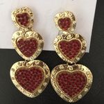 Badgley Mischka New Badgley 3 tiers of Ruby Hearts Earrings Photo 0