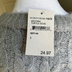 Olivia Sky Gray/Light blue Cable Knit Sweater Boxy Oversized Pullover 3/4 Sleeve Top Chunky Photo 4