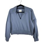 Abercrombie & Fitch Drama Collar V-Neck Cropped Sweatshirt Soft A&F Blue XL Photo 0