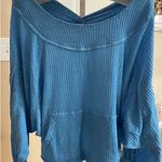 We The Free Womens Westend Thermal Pullover Sweater Blue Oversized Photo 0