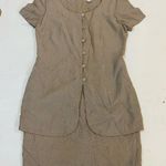 Ann Taylor  Women's Size 12 Brown and Beige Sheath Dress with Attached Jacket, Knee Lengthwise  Photo 6