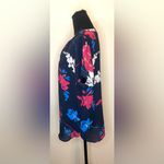 Van Heusen - Black with blue and pink floral design business casual blouse L Photo 2