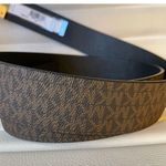 Michael Kors MK Monogram Gold Buckle Reversible Belt Brown Print/black NEW Photo 2