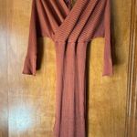 Pink Lily Burnt Orange Sweater Wrap midi Dress size medium Photo 3