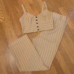 Pinstripe pants and crop top matching set two piece pant set size M Tan Size M Photo 1