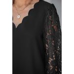 Cupshe Lace Sleeve Blouse Scalloped V Neck Elegant Top Shirt‎ Photo 3