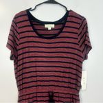 Olive & Oak NWT  Striped Jersey Navy/Coral Drawstring Mini Dress Size Large Photo 1