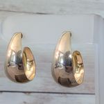 Vintage Stud Earrings Gold Tone Elongated Chunky Hoops Photo 0