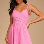 Lulus  Cute and Sweet Pink Tie-Back Mini Skater Dress size small Photo 0