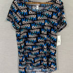 LuLaRoe NWT  Blue Minnie Mouse Short Sleeve‎ Scoop Neck Stretch High Low Large Photo 0