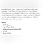 Lulu's Lily Pond Mustard Yellow Floral Print Swing Dress Size XS Photo 4