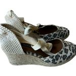 Margaux Espadrille Pique Animal Print Wedge Sandal Leopard Lace Up SZ 9 Tan Photo 3