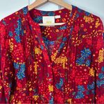 Maeve Anthropologie Printed Pintucked Blouse Red Multicolor Floral Size M Photo 4