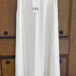 ZARA A-line Satin Off White Midi Skirt. Size S Photo 1