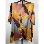 Melissa McCarthy Seven7 Women's Abstract Sunset Short Sleeve Satin Blouse Sz 2X Orange Photo 5
