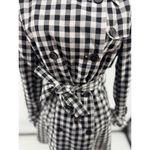 French Connection  Gingham Print Trench Coat Size Small Women’s Black White Check Photo 4