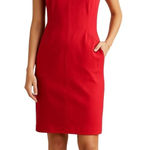 J. McLaughlin Catalina Cloth Red Sleeveless Sheath Dress size 12 Pockets Stretch Photo 0
