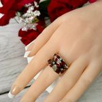 Floral Enamel Ring, Size 8 Red Photo 1