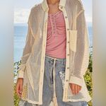 POL  open crochet Button down shacket. Antique white. Size Medium Photo 6