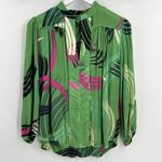 Anthropologie The Odells Kelly Green Peasant Blouse Geometric Print Size Small Photo 1
