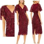 Mac Duggal  68013 Sequin Embroidered Butterfly Sleeve Midi Dress size 20 C5 Photo 1