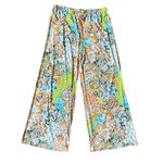 Chico's  Wide Leg Pants Size 12 Large Yogi Green Slinky Paisley Print Pull On Photo 2