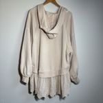 Free People Sweet Street Hoodie Ivory Women Ruffle Puff Sleeve Eyelet Lagenlook Photo 5