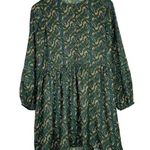 ZARA  Long Sleeve Paisley Print Babydoll Puff Sleeve Mini Dress Lined XS Green Photo 12