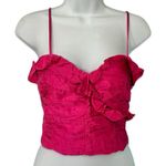 ZARA  Pink Satin Ruffle Cropped Sleeveless Ruffle Tank Top size XS NEW Tags Photo 1