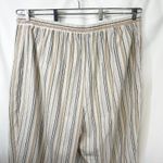Woman Within Plus Size 28W Linen Pants Striped Elastic Waist Pull On Tan 1710 Photo 4