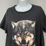 Lyke Mynded Wolf‎ Top Short Sleeve Black Sz Medium Relaxed Fit Lightweight Shirt Photo 3