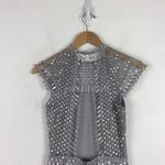 Saylor  Silver Illusion Netted Sequin Sheath Dress Small Cocktail Party Fairy Photo 12