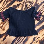 BeachLunchLounge Black Top with Pink and Orange Embroidery Photo 4