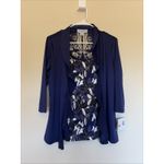 Sag Harbor  Purple Floral Layered Look Ruffle Cardigan Blouse Shirt Petite Small Photo 1