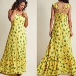 Modcloth  Inclined to Impress Bold Yellow Floral Print Dress Cottagecore Sz Large Photo 1