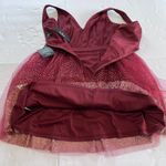 Lulus Ballerina Dream Burgundy and Gold Sleeveless Skater Dress LARGE NWT Photo 5