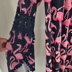 Simply Southern Dress S Navy Pink Flamingo Pom Pom Embroidered Bold Boho Chic Photo 4