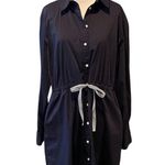 1901 Nordstrom Cinched Waist Long Sleeve Navy Blue Dress Size XL Photo 7