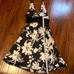 Lyndia Floral Cream and Black Halter, Backless Dress Size 2 Photo 6
