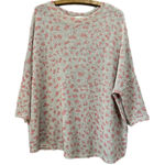 Impressions  Leopard Print Oversized Knit Sweater Top Women's M Pink Tan Photo 0