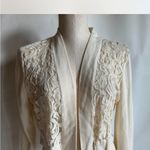 Covington  Vintage crop top sweater Elegant Cream Lace Cardigan long sleeve M Photo 1