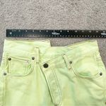 AGOLDE  Jeans Womens 24 Green Criss Cross Straight Button Fly Raw Hem‎ Denim EUC Photo 8