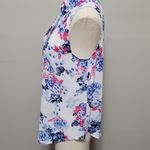 Elle pink blue floral ruffle placket sleeveless button down size medium Photo 5