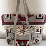 Rare Vintage Navajo handmade cotton and leather large Tote Bag NWOT Photo 0